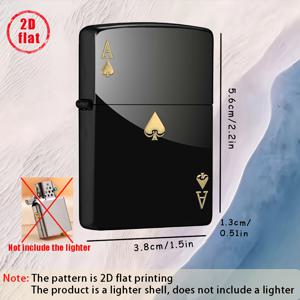 TEMU Ace of Spades 라이터 쉘, 2D 평면 프린팅 – 포커 애호가,賭博꾼, 생일, 크리스마스, 새해를 축하하는 남성을 위한 훌륭한 선물입니다. 금색의 스페이드가 특징인 우아한 블랙 디자인은 고급스러움을 선사합니다. 완벽한 선물입니다.
