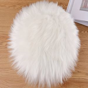 TEMU 1개 35cm 라운드 플러시 화이트 럭셔리 인조 퍼 매트 - PVC 백킹, 세탁기 사용 가능 폴리에스터/아크릴 소재 거실·침실·현관용 올시즌 부드러운 바닥매트 - 포근하고 내구성 있는 장식용 러그
