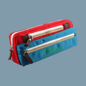 TEMU 다옴인 신경화학물질 컬러 블로킹 디자인, 높은 미적 감각, 품질, 트렌디하고 패셔너블, 넉넉한 3칸 수납 공간, 필통, 수납 가방, 화장품 가방, 이름 및 다양한 실 색상 조합의 맞춤 자수|필통