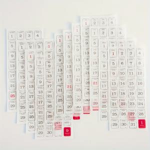 TEMU 365개 연달 달력 시리즈 스티커 - 귀여운 만화 스타일 날짜 마커, 스크랩북, 저널링 및 DIY 공예에 적합, 매트 마감, 직사각형 모양, 물병 및 학교 용품에 완벽, 스크랩북 용품, 저널링 용품, 날짜 스티커, 달력 스티커