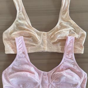 TEMU 2개 세트 앞여밈 자카드 레이스 브라 (언더와이어 없음)