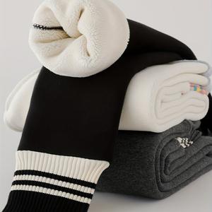 TEMU 여름용 여아용 보온 레깅스 2벌 세트, 두꺼운 기모 안감, 가을/겨울에 적합, 타버진 핏으로 어린 아이들을 위해 디자인됨.