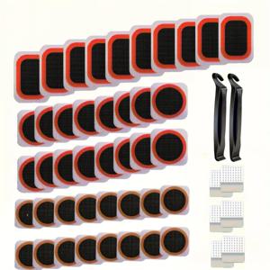 TEMU 50개 최고의 자전거 타이어 수리 키트, 고무 패치, 금속 타이어 파일, 프라이 바 포함 - 산악, 로드, BMX, 라이더를 위한 필수 도구 - 완벽한 자전거 어드벤처 내부 튜브 패치 키트