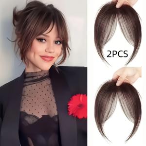 TEMU 2개 여성용 클립온 앞머리 헤어 익스텐션 - 자연스러운 8인치 숏 헤어, 내열 합성 섬유, 즉각적인 볼륨 & 얼굴 프레임 앞머리, 쉬운 클립온 부착 (접착제/바느질 없음), 데일리 및 특별한 행사용