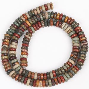 TEMU 2D 플랫 - 164개 천연 피카소 자스퍼 스톤 비즈 - 6x2mm 플랫 모양 루스 비즈, 주얼리 제작, 팔찌 & 목걸이용, 다양한 색상 (브라운, 브라운) - 내구성이 뛰어나고 다용도 공예 비즈, 프로젝트용 비즈, 주얼리 제작용 비즈