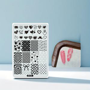 TEMU SKVP 네일 스탬핑 템플릿 1개, 배경 패턴, 하트 디자인, 장미 나비 패턴, 네일 도구, 스테인리스 스틸 스탬핑 플레이트 (네일, 네일 살롱용)