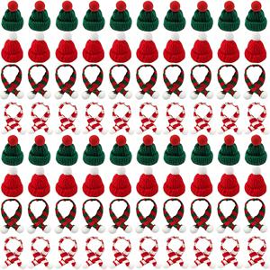 TEMU 80개 수제 미니 리스 모자 & 스카프 - DIY 공예용 패브릭 미니어처 크리스마스 트리 장식, 수제 데코, 리스, 병, 나무용 미니 장식 - 크리스마스 및 사계절용 80개 수제 공예품