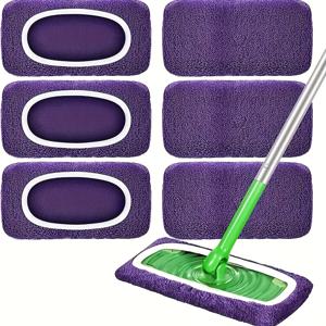 TEMU 재사용 가능한 초극세사 걸레 패드 3/6개입, 건식 청소 천 및 습식 걸레 천, 표면/단단한 나무 바닥 청소용 세탁 가능한 걸레 패드 (걸레 제외)