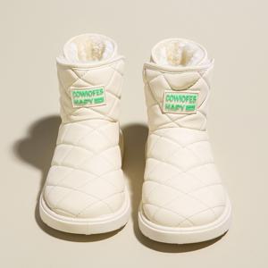 TEMU 여성 화이트 패턴 스노우 부츠 - 캐주얼 따뜻한 숏 윈터 부츠|여성운동화