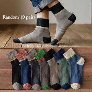 TEMU 10켤레 (5켤레/20켤레) 남성용 미드컬러 블록 스포츠 양말, 봄, 가을, 겨울 아웃도어 캐주얼 착용
