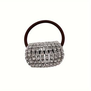 TEMU 1개 동대문 트렌디 - 스타일리시한 스터드 곡선 헤어 로프 - 반짝이는 라인스톤 & 리본 디테일이 돋보이는 우아한 레트로 머리끈, 포니테일·머리띠·브레이드용 다목적 헤어 타이, 세련된 공예 기술, 라인스톤 장식