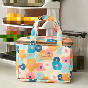 TEMU 새로운 대형 야외 단열 가방, 신선한 꽃무늬 디자인의 휴대용 아이스 팩, 넉넉한 쿨러 가방.|얼음주머니