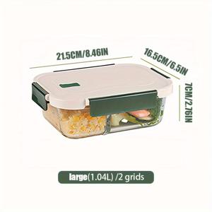 TEMU 1개, 뚜껑/가정용 신선 보관 볼/학생 도시락/근무 도시락용 고탄소 유리 도시락, 6가지 스타일, 3가지 사이즈, 가열 가능, 냉장 가능, 두꺼운 내구성, 다중 칸막이 디자인, 유연한 버클, 내구성