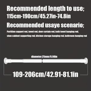 TEMU 1개 내장 스프링이 있는 드릴 없는 텔레스코픽 로드 - 샤워 커튼, 건조대, 창문 커튼, 로마 로드 및 옷장 지지대용 강력한 중력 지지|수건|커튼봉|샤워커튼