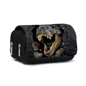 TEMU 내구성 강한 폴리에스터 공룡 필통, 3D 프린팅 양면 대용량 수납 지갑 카드 홀더 포함, 멀티컬러