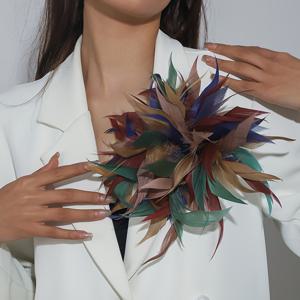 TEMU 스타일의 손수 제작된 컬러풀한 인공 깃털 브로치, 우아함과 다재다능함을 자아내며, 스ूट와 드레스에 완벽합니다. 이 패션적인 보석 액세서리는 여성에게 일상적으로 착용할 수 있는 최고의 선물로, 파티와 모든 상황에 적합합니다. 그녀의 데이 선물로 최고입니다.