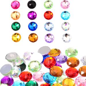 TEMU 25MM 플랫백 원형 아크릴 라인스톤 100개, 원형 아크릴 대형 플랫백 보석, 플라스틱 반짝이는 보석, 의류 액세서리, 초대장, 웨딩 공예 장식 제작에 사용.