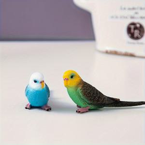 TEMU 2/4개 미니 레진 앵무새 & 코카티엘 피규어 - 생동감 넘치는 수작업 드라마 스타일 동물 장식품, 내후성 실내외 정원 및 데스크탑 조각상, 전기/배터리 불필요, 테이블톱 오너먼트 | 드라마틱 스타일 | 손으로 그린 마감