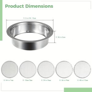 TEMU 정원 토양 걸러 세트 정원용 - 교체 가능한 메쉬 스크린 (1mm, 3mm, 6mm, 9mm, 12mm) 토양, 모래, 암석, 필터, 콤포스트, 고양이 분리 및 본사이 정원 토양 걸러 메쉬 네