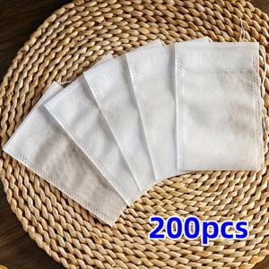 TEMU 200개 재사용 가능한 끈 스파이스 가방 - 투명 비누방직 일회용 차 인퓨저 필터 - 풀 잎, 허브 차 및 더 이상 완벽한 차 애호가 및 차 파티, 주방 정리 필수품 (3.54x2.75in), 차 가방 정리함