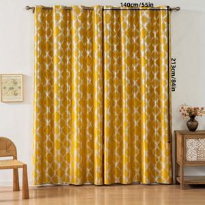 TEMU 1개 유럽 고급 자카드 다섯 가지 벨벳 핫 실버 옐로우 쉐도잉 및 자외선 차단 침실 거실 서재 발코니 홈 데일리 장식 멀티 스펙 구멍 난방 커튼