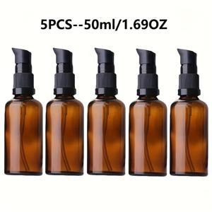 TEMU 12개/8개/5개 호박색 유리 로션 펌프병 (1.01oz / 1.69oz / 3.38oz) - 토너, 메이크업 리무버, 로션 디스펜서, 향수, 에센셜 오일, 샴푸, 샤워젤, 비누 디스펜서 용기, 재사용 가능한 여행용 액세서리