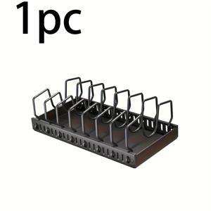 TEMU 8단 높이 조절 수납 선반, 슬라이딩형 냄비 뚜껑 정리대, 베이킹 도구, 도마, 베이킹 시트, 프라이팬 등 주방 도구를 위한 다용도 서랍 정리대가 특징인 싱글 풀아웃 수납 랙