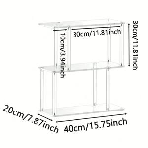 TEMU 투명 아크릴 기하학 책장, 침대 옆 테이블, 간편 조립 S형 선반 – 작은 공간에 적합한 모던 오픈 셸빙 유닛, 거실·침실·사무실용|침대협탁