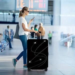 TEMU 방향 바퀴 여행용 필수 항공기 패턴 캐리어 커버, 45.72-81.28cm 스크래치 방지 나일론 보호 커버 - 먼지 방지 탄성 여행 액세서리