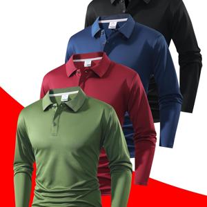 TEMU 남성용 롱슬리브 셔츠 4종 세트 - 데일리 오피스웨어, 비즈니스 미팅, 회사 모임, 사교 행사용. 다양한 스타일, 라이트 비즈니스 캐주얼, 전통적인 핏. 니트 소재, 풀오버 디자인, 140g/m² 원단 무게. 먼저 시도, 나중에 결제