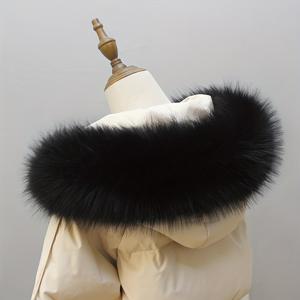 TEMU 럭셔리 인조 퍼 칼라 - 탈부착 가능한 푹신한 모자 트림, 겨울 코트 패브릭 장식에 적합