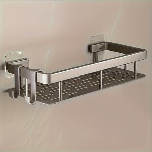 TEMU 1개 럭셔리 스테인리스 스틸 이중층 벽걸이 샤워 캐디 - 드릴 필요 없음, 녹 방지 욕실 정리함 (샴푸, 컨디셔너 등) - 홈 데코 및 휴일 선물에 이상적|욕실선반|샤워기거치대|화장실선반