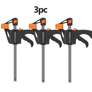 TEMU 3개입 전문가용 F형 퀵 릴리스 클램프 | 4인치 라쳇 클램프 (금속 구조), 한 손 작동 디자인, 목공 및 공예용, 스틸 재질, 오렌지색