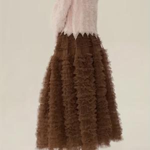 TEMU 프렌치 스타일 헤비듀티 멀티 레이어 툴 케이크 스커트, 새로운 봄/여름 신축성 하이웨이스트 루즈 그린 롱 플레어 드레스, 크리스마스 새해 발렌타인데이 드레스, 데일리웨어 및 파티 웨딩에 적합|여름원피스|드레스