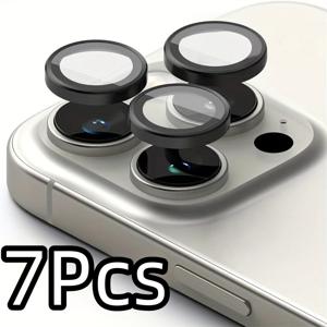 TEMU 7개입 카메라 렌즈 보호필름, 9H 강화유리 스크래치방지 반사방지 광택 렌즈 보호필름, 아이폰 17 16 15 14 13 12 11 프로 맥스 플러스 17 에어 16 미니용