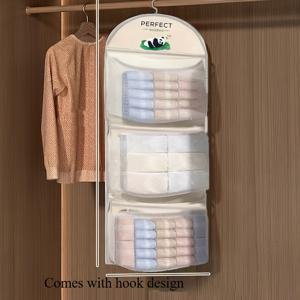 TEMU 3단 걸이식 속옷, 양말, 브라 메쉬 수납 가방 | 기숙사 및 가정에 적합, 투명 포켓 디자인, 다층 정리함, 패브릭 소재, 독립형 장착 타입