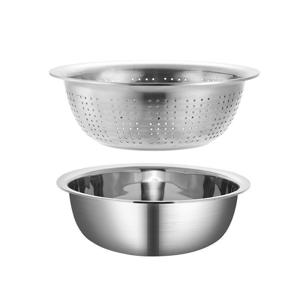 TEMU 2개입 스테인리스 스틸 홀 필터 바스켓 | 쌀, 채소, 과일 세척 및 파스타 물기 제거용 대용량 주방 체, 식기세척기 사용 가능 - 가정 주방, 크리스마스, 레스토랑에 적합