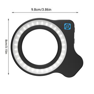 TEMU 삼단 조절 가능 휴대용 충전식 LED 링 라이트 원형 매크로 채광등, 셀카 타이머 기능 휴대폰 카메라용