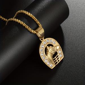 TEMU 1pc 절묘한 반짝이 말굽 말 머리 펜던트 패션 힙합 록 파티 쥬얼리 남성용