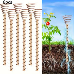 TEMU 전기재배용 1/6개 12인치 구리 정원 스테이크 - 고수확 코일 안테나 지지대, 야외 사용 식물용 구리선