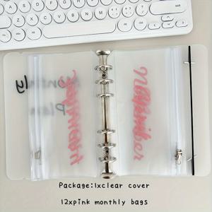 TEMU 지퍼 봉투가 있는 A6 예산 플래너 바인더 세트 - 12개 월별 현금 정리 파우치, 영수증 및 티켓 보관, 부 관리 선물 키트, 예산 바인더