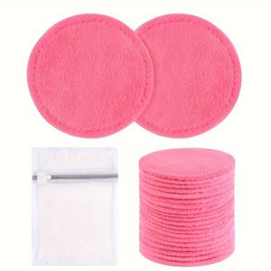 TEMU 극세사 워셔블 메이크업 티슈, 메이크업 리무버 퍼프, 메이크업 리무버 타월, 세탁기 세트 20개입, 부드럽고 내구성 좋음, 흡수성, 세척 용이, 메이크업 리무버 천, 원형 8 Cm/3.1Inch, 클리닝 메시 포함