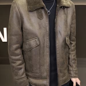 TEMU 남성용 안감 처리 PU 가죽 자켓