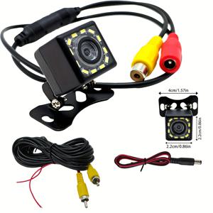 TEMU 자동차용 후방 백업 카메라, 야간 투시 투명 주차 카메라, 주차 보조 자동차 제품, 조명이 있는 후방 카메라 - 12개의 LED 조명과 투명한 야간 투시 기능으로 안전한 후진을 보장하며, 쉬운 설치