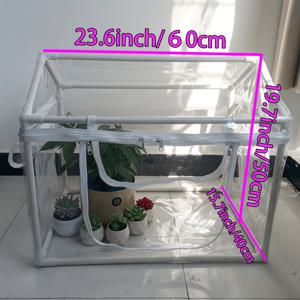 TEMU 1개의 내구성 있는 PVC 식물 온실, 이중 지퍼 문 및 창문 포함 - 휴대용 실내/실외 다목적 내한 미니 온실, 발코니 원예, 다육 식물, 꽃, 묘목 재배용 - 원예 용품