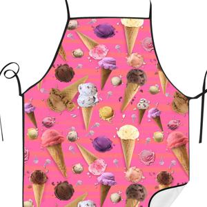 TEMU 빈티지 프린트 앞치마, 100% 폴리에스테르 직조 원단, 약간의 신축성, 190g/m², 패턴된 요리 레스토랑 앞치마, 조절 가능한 매듭