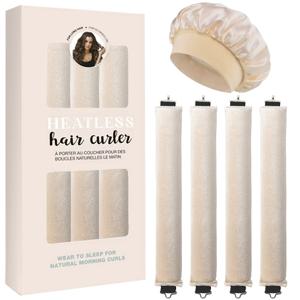 TEMU 노히트 헤어 컬링 세트 5개 (로드 & 캡 포함) - 모든 헤어 타입을 위한 무열 오버나이트 볼륨 웨이브 시스템, 요가, 직장, 헬스장용 살롱 퀄리티 스타일링 - 쉬운 오버나이트 컬링 로드 키트