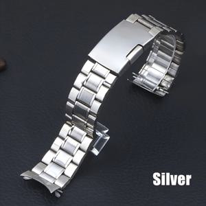 TEMU 곡선 끝 시계줄 스테인리스 스틸 스트랩 20mm 22mm 메탈 팔찌 접이식 버클 액세서리 교체용 시계 밴드