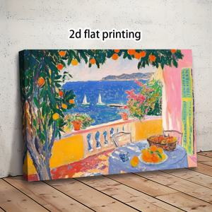 TEMU 1개 2D 평면 나무 액자 캔버스 벽 예술, 헨리 마티스 '스트로포즈 테라스', 30cm x 40cm, 침실 주방 사무실 바 농가 거실용 캔버스 장식 벽 예술, 홈 벽 장식 액자 포함 YIML1335, 2D 플랫, 방 장식에 완벽