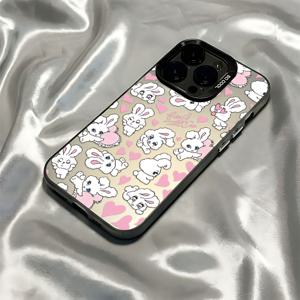 TEMU 아이폰 16 15 14 11 프로 맥스 X XR XSMAX 8 7 플러스용 풀 스크린 귀여운 토끼 폰 케이스, 방탄 마감 뒷면 커버